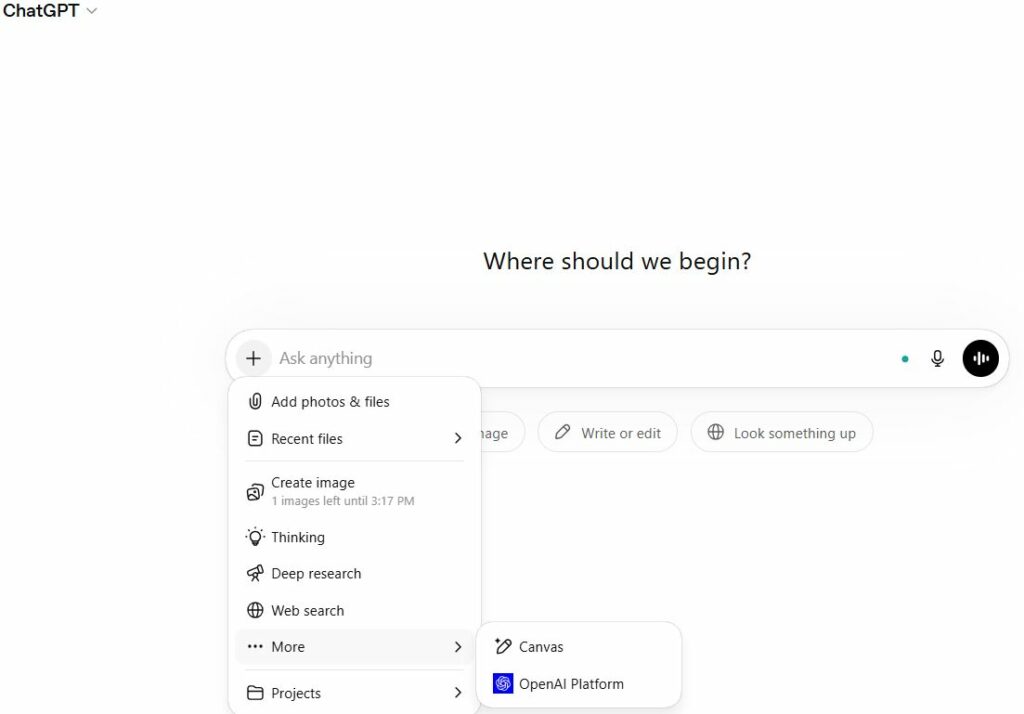 ChatGPT interface showing a conversation in 2026